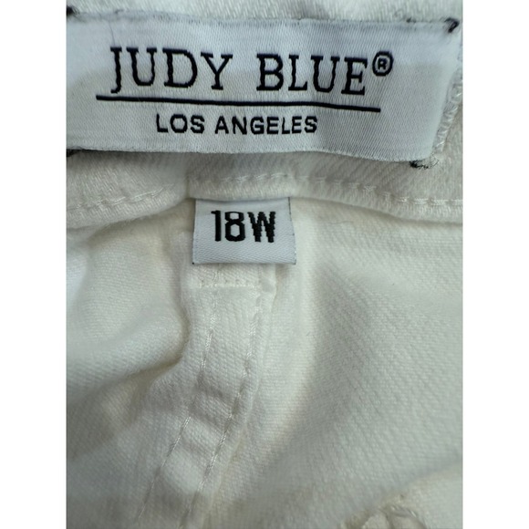 Women's Judy Blue White Jeans Drawstring Front Pockets Taper Leg Size 18W - Picture 5 of 6